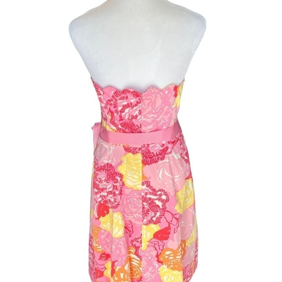 Lilly Pulitzer - Vintage Derby Winners Circle  Scallop Strapless Midi Dress Sz 8 - Picture 4 of 5